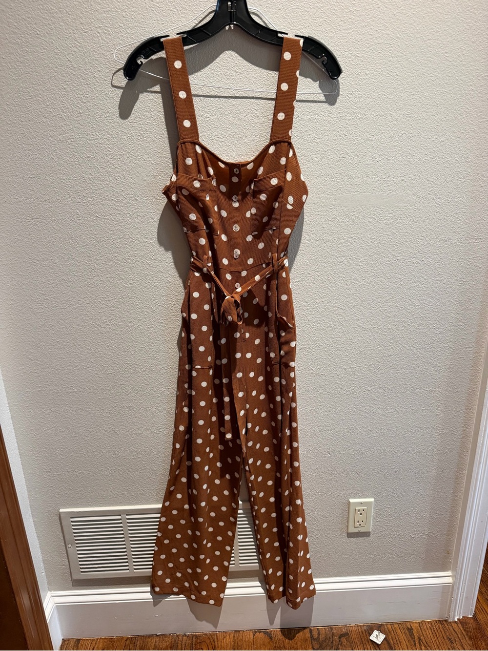 DR2 Brown Polka Dot Wide-Leg Jumpsuit